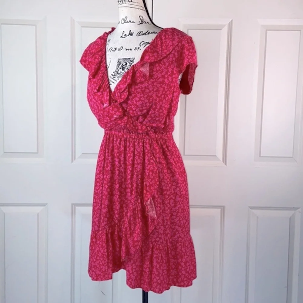 J. Crew Ruffle V-Neck Faux Wrap Floral Dress